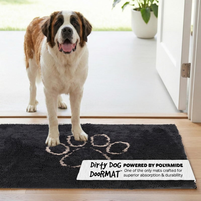 Dog Gone Smart Dirty Dog Doormat - Fast Drying Rug with Super Gripper Backing for Clean Floors - Super Absorbent and Machine Washable Mat for Muddy Paws - Black Hue - Image 1